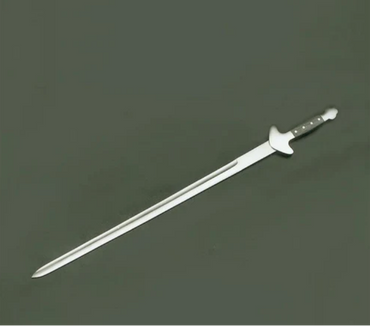 Handcrafted Sikh ceremonial sword with straight stainless steel blade and wooden handle by The Khalsa Raj.
