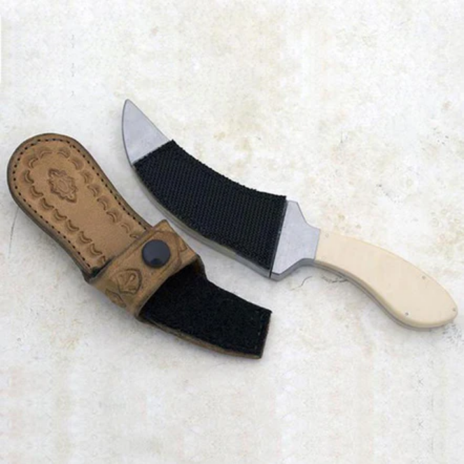 Artisan Sikh Kirpan with mother of pearl handle, gold lion crest, and engraved silver scabbard by The Khalsa Raj.