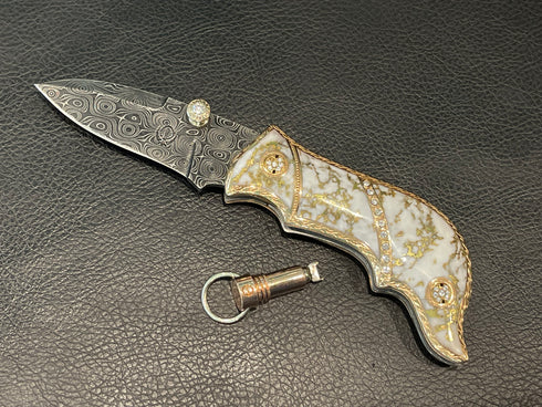 Solid Gold and Gold Quartz folding knife