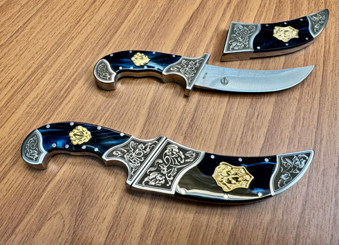 Compact Noble Lion Kirpans in exquisite midnight blue or white pearl Kirinite (durable resin) Special Offer below!