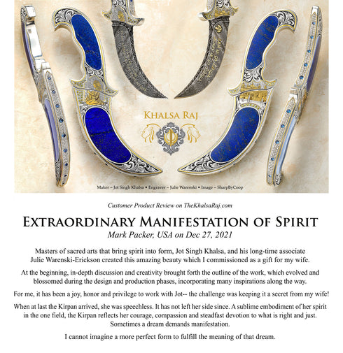 Elegant engraved/encrusted lapis Kirpan