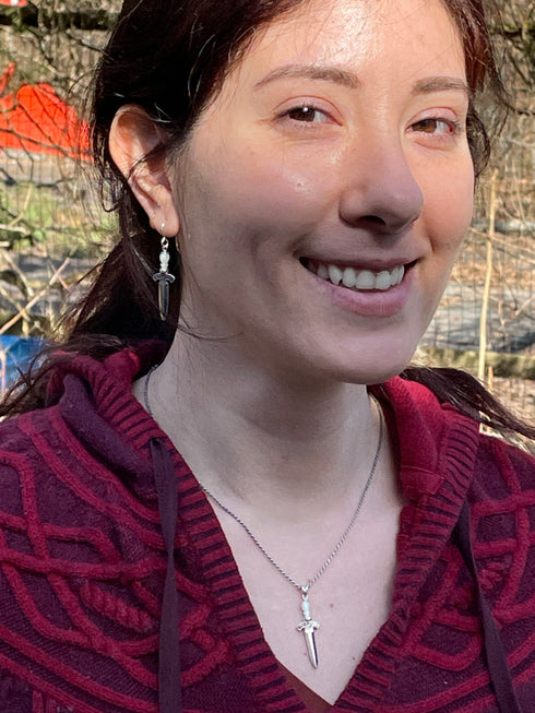 Mini gemstone handled dagger pendants