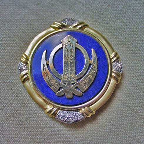 Gold and diamond khanda / adi shakti pin pendant