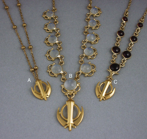 Necklaces with small khanda / adi shakti pendants