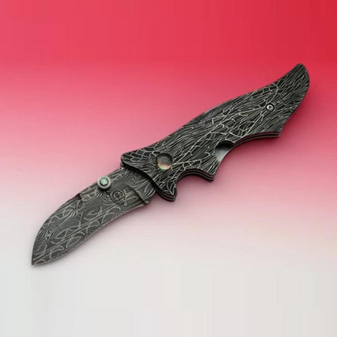 All damascus steel folding knife