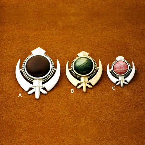 Beaded border gemstone adi shakti pin pendant