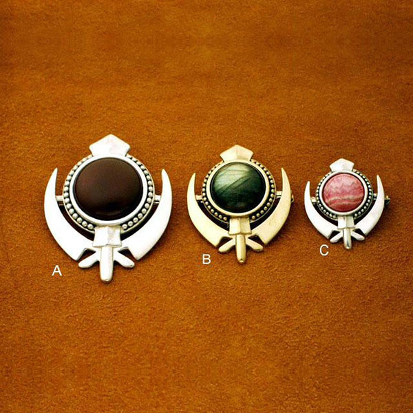 Beaded border gemstone adi shakti pin pendant