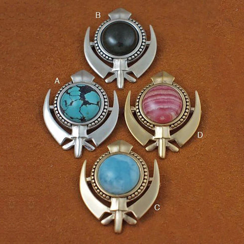 Medium size beaded border gemstone adi shakti pin/pendants