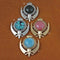 Medium size beaded border gemstone adi shakti pin/pendants