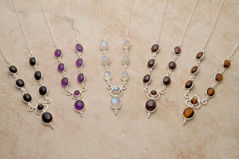 Larger Oval Natural Gemstone Necklaces