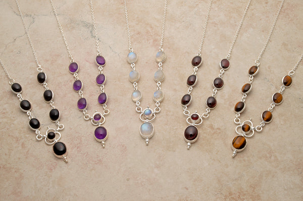 Larger Oval Natural Gemstone Necklaces