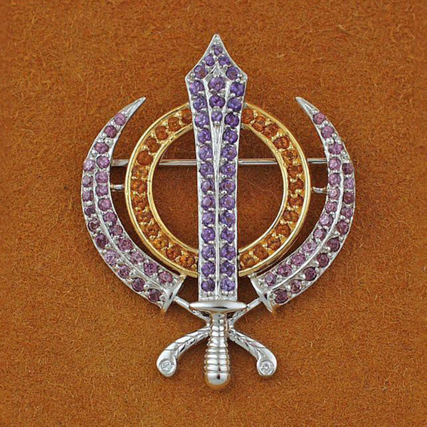 Faceted multi-gemstone adi shakti pin2