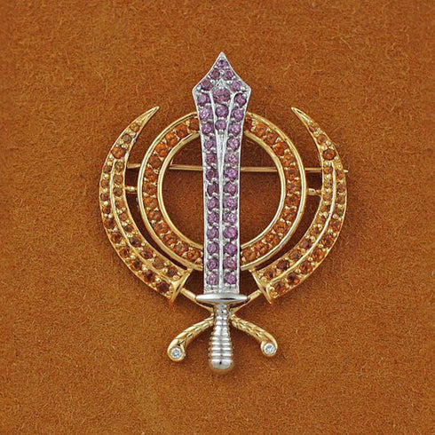 Faceted multi-gemstone adi shakti pin3