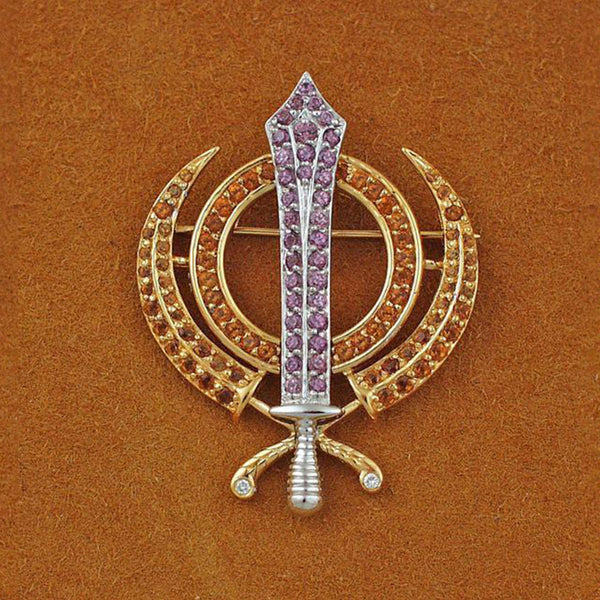 Faceted multi-gemstone adi shakti pin3