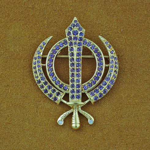 Faceted multi-gemstone adi shakti pin1