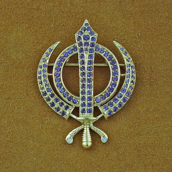 Faceted multi-gemstone adi shakti pin1