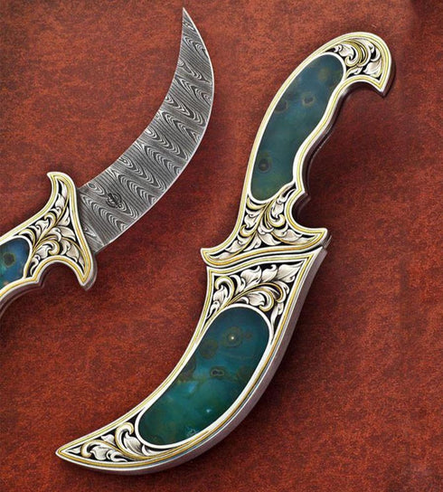 Elegant engraved Jasper Kirpan