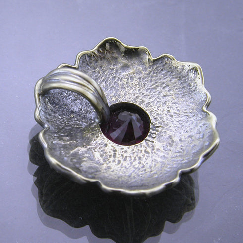 Ruby and gold khanda / adi shakti Talisman pendant