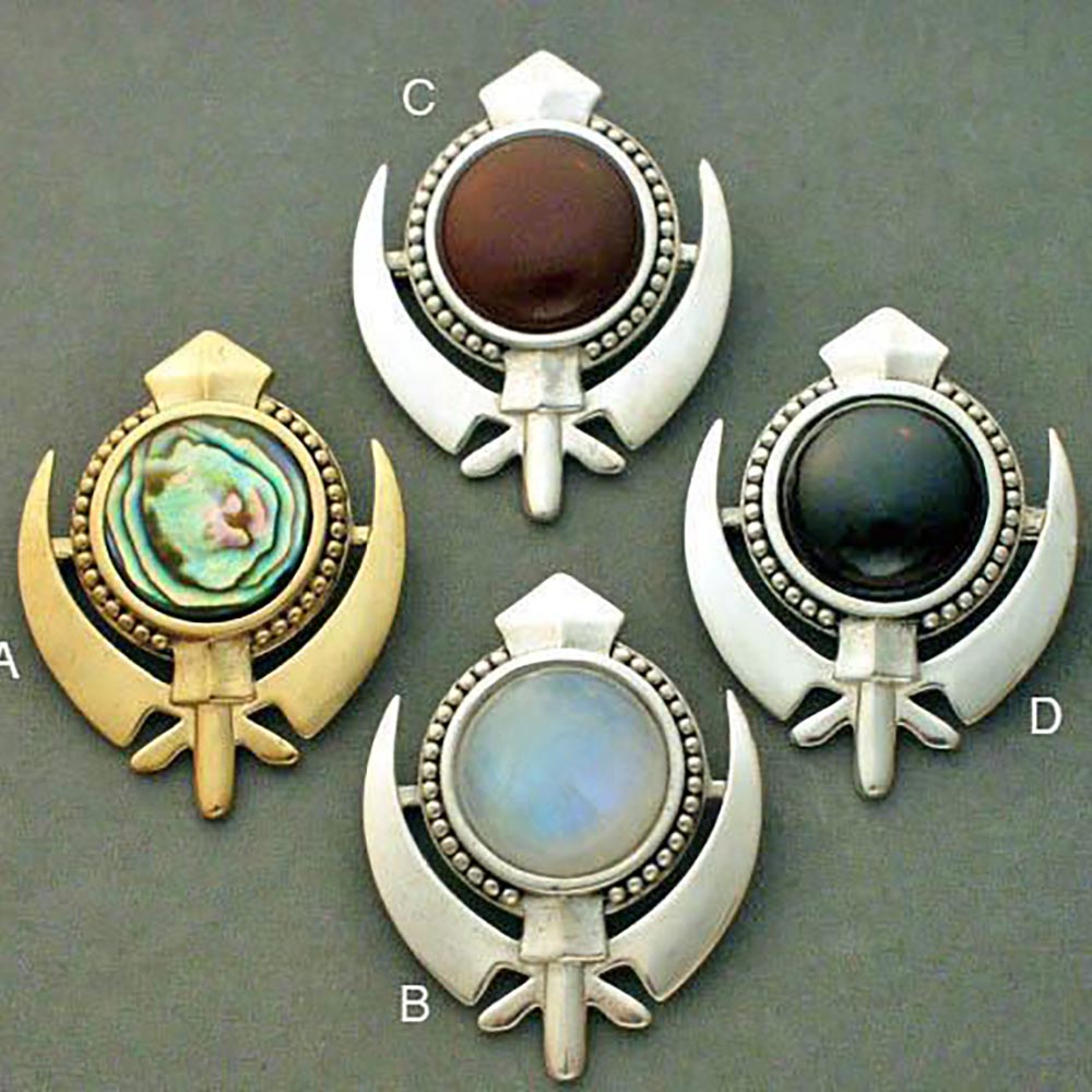 Large beaded border adi shakti pin pendants