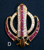 Small Khanda/Adi Shakti pin pendant with diamonds, blue sapphires and rubies
