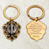 Two-tone steel Khanda / Adi Shakti Shield medallion keyrings or pendants on chains - with Mool Mantra or Mangala Charan Mantra