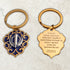 Two-tone steel Khanda / Adi Shakti Shield medallion keyrings or pendants on chains - with Mool Mantra or Mangala Charan Mantra