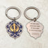 Two-tone steel Khanda / Adi Shakti Shield medallion keyrings or pendants on chains - with Mool Mantra or Mangala Charan Mantra