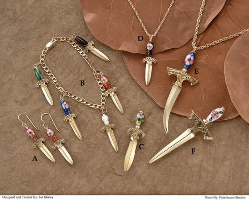 Gold vermeil cloisonn̩é handled LifeKnives