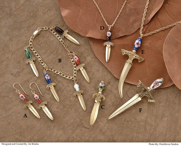 Gold vermeil cloisonn̩é handled LifeKnives