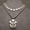 Silver, Square Pearl, Double-Axe Khanda / Adi Shakti Necklace