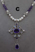 Faceted amethyst or citrine rainbow moonstone and pearl pendant and necklaces