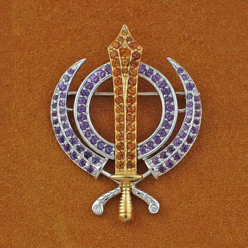 Faceted multi-gemstone adi shakti pin4