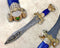 Engraved/encrusted lapis, diamond and gold handled dagger