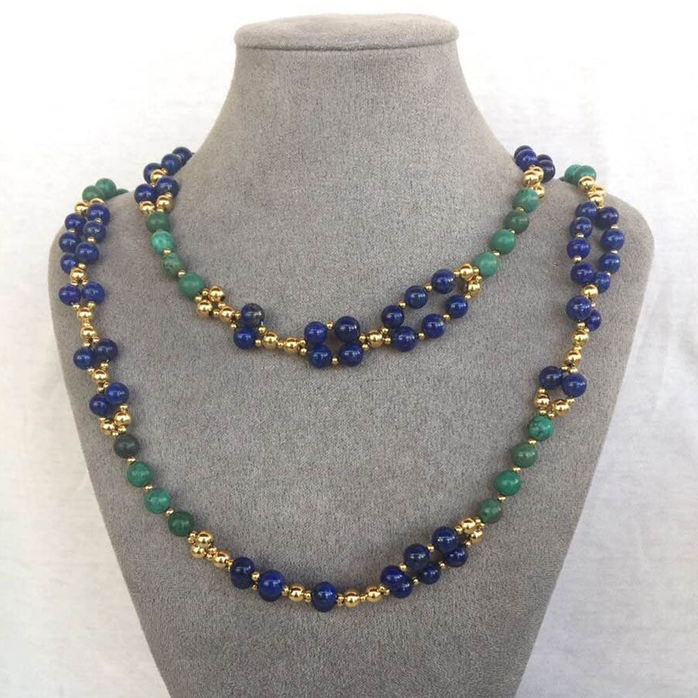 Turquoise, Lapis and 24K Gold-filled Bead Tantric Necklace