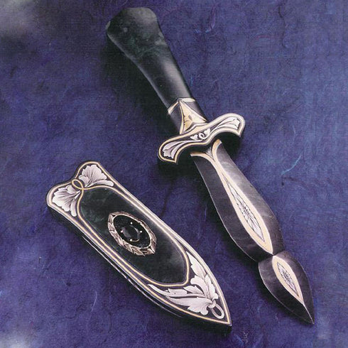 Engraved jade handled boot knife and matching scabbard2