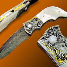 Load image into Gallery viewer, Mother of pearl handled button lock folding knife
