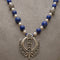 Silver, lapis, pearl khanda / adi shakti necklace2