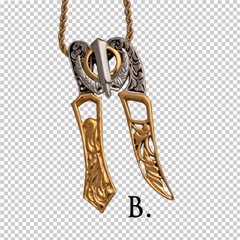 Two-tone steel Khanda and Kirpan pendants on chains - Purchase two or more and receive 25% off!!