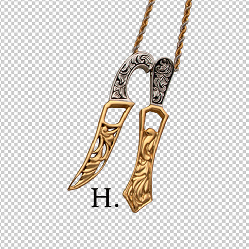 Two-tone steel Khanda and Kirpan pendants on chains - Purchase two or more and receive 25% off!!