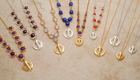 Plain and Gemstone Necklaces with Khanda / Adi shakti pendants