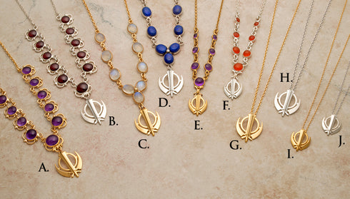 Plain and Gemstone Necklaces with Khanda / Adi shakti pendants