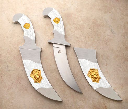 Noble Lion medium size kirpans in exquisite midnight blue or white pearl Kirinite (durable resin) Special Offer below!