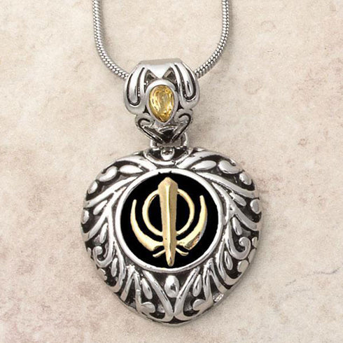 Buy one get one free! Sacred Heart Khanda / Adi Shakti pendants in stainless steel with natural gemstones
