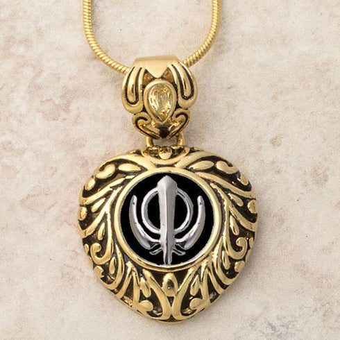 Buy one get one free! Sacred Heart Khanda / Adi Shakti pendants in stainless steel with natural gemstones