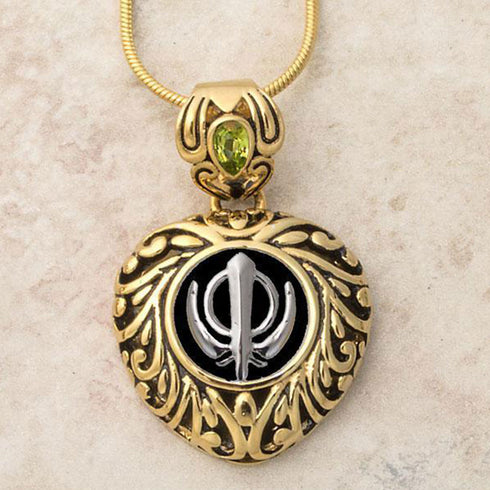 Buy one get one free! Sacred Heart Khanda / Adi Shakti pendants in stainless steel with natural gemstones