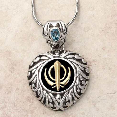Buy one get one free! Sacred Heart Khanda / Adi Shakti pendants in stainless steel with natural gemstones