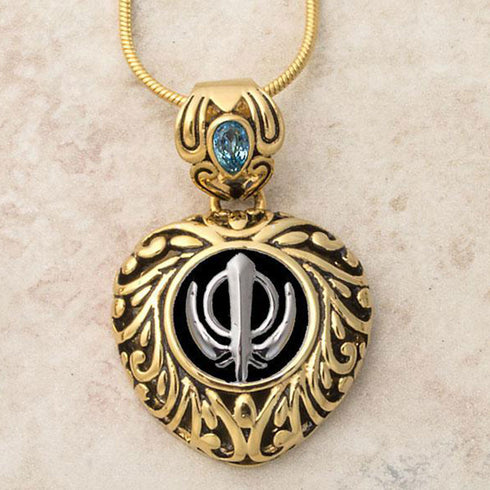 Buy one get one free! Sacred Heart Khanda / Adi Shakti pendants in stainless steel with natural gemstones