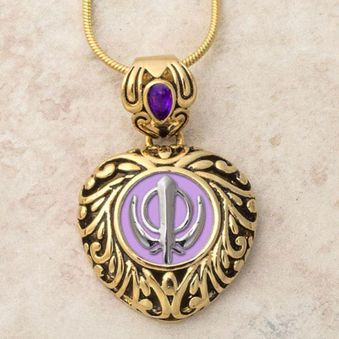 Buy one get one free! Sacred Heart Khanda / Adi Shakti pendants in stainless steel with natural gemstones