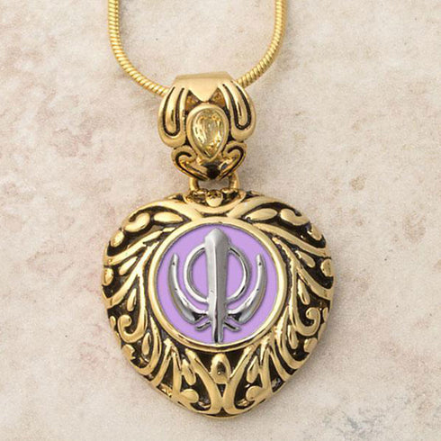 Buy one get one free! Sacred Heart Khanda / Adi Shakti pendants in stainless steel with natural gemstones