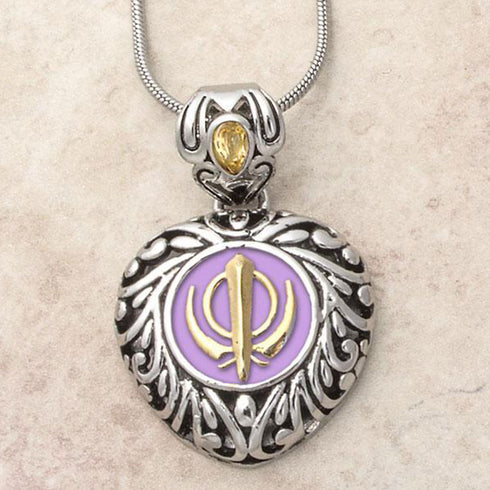 Buy one get one free! Sacred Heart Khanda / Adi Shakti pendants in stainless steel with natural gemstones